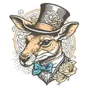 kangaroo wearing top hat tattoo design idea