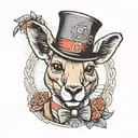 kangaroo wearing top hat tattoo design idea