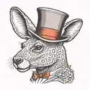 kangaroo wearing top hat tattoo design idea