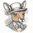 kangaroo wearing top hat tattoo design idea