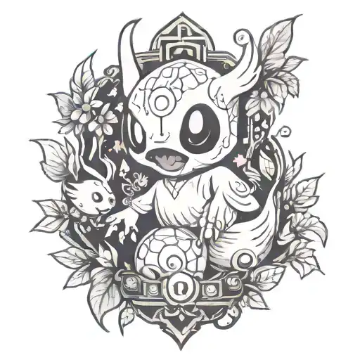 ghost type Pokémon dark forest tattoo design idea