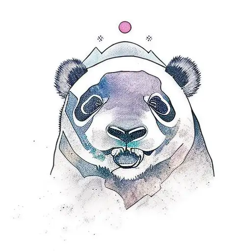 A peaceful panda bear meditating in nature tattoo design idea