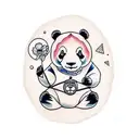 A peaceful panda bear meditating in nature tattoo design idea