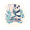 A peaceful panda bear meditating in nature tattoo design idea