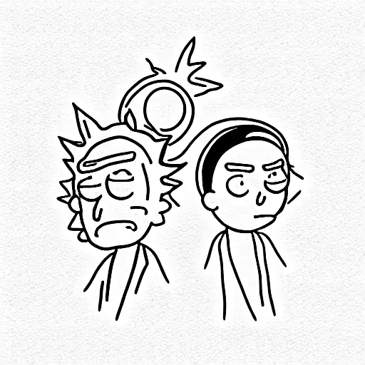 Rick and Morty in Space tattoo design idea
