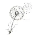 whimsical transforming dandelion blowing tattoo design idea