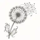 whimsical transforming dandelion blowing tattoo design idea