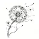whimsical transforming dandelion blowing tattoo design idea