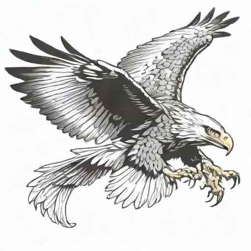 flying eagle wings spread front facing forward tattoo design idea