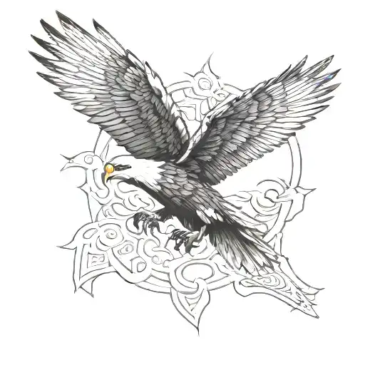 flying eagle wings tattoo design idea