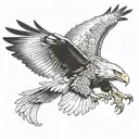 flying eagle wings spread front facing forward tattoo design idea