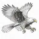 flying eagle wings spread front facing forward tattoo design idea