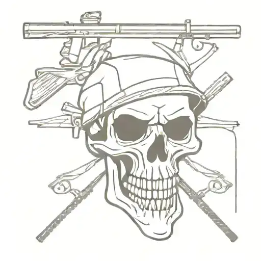 Army Skull With Crossed Rifles tattoo design idea