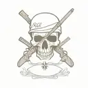 Army Skull With Crossed Rifles tattoo design idea
