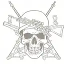 Army Skull With Crossed Rifles tattoo design idea