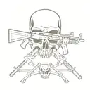 Army Skull With Crossed Rifles tattoo design idea