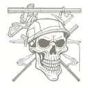 Army Skull With Crossed Rifles tattoo design idea