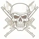 Army Skull With Crossed Rifles tattoo design idea