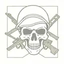 Army Skull With Crossed Rifles tattoo design idea