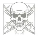 Army Skull With Crossed Rifles tattoo design idea