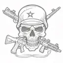 Army Skull With Crossed Rifles tattoo design idea