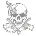 Army Skull With Crossed Rifles tattoo design idea