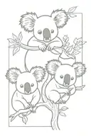 doodle drawing with koalas tattoo design idea