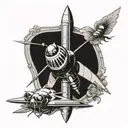 vintage  rocket ship shaped like bumblebee  tattoo design idea