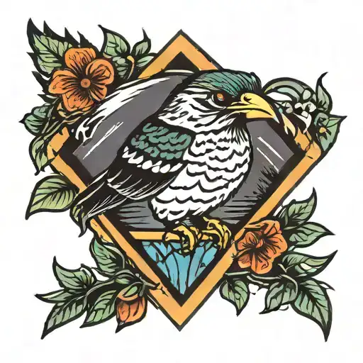 bird on diamond mountain  tattoo design idea