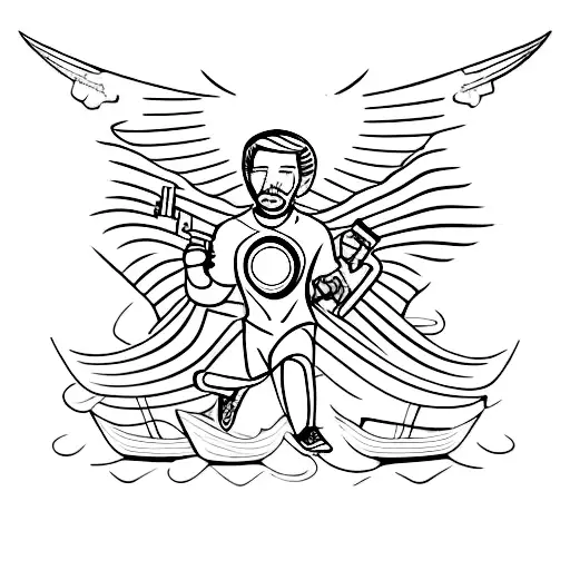 uk driler with nike tracksuit pointing gun  tattoo design idea