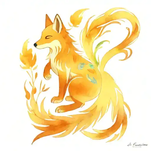 nine tailed fox full body tattoo design idea