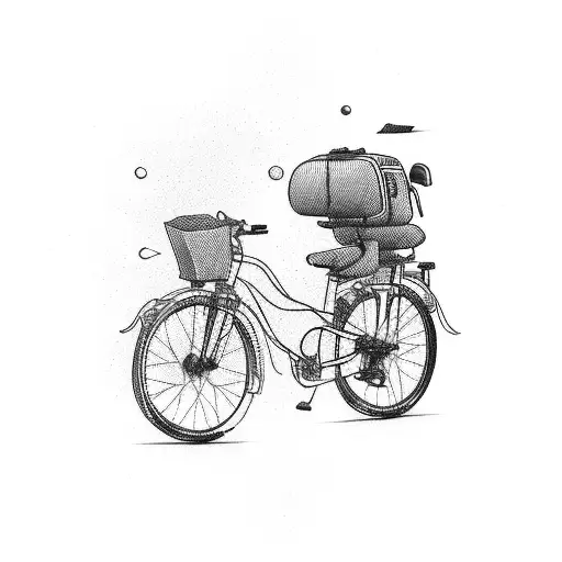 bike with travel backpack driving on a nigiri tattoo design idea