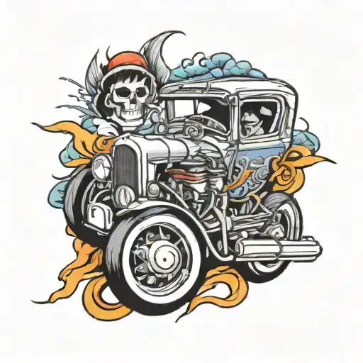 hot rods away tattoo design idea