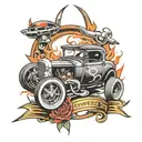 hot rods away tattoo design idea
