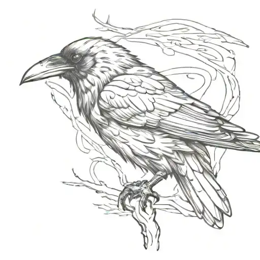 raven sketch tattoo