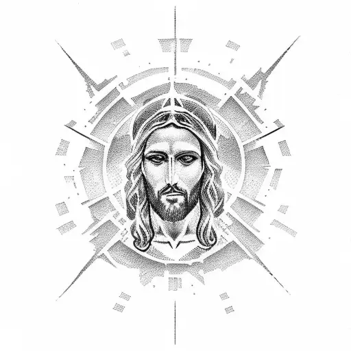 Dotwork Jesus With Louis Vuitton Tattoo Idea - BlackInk AI