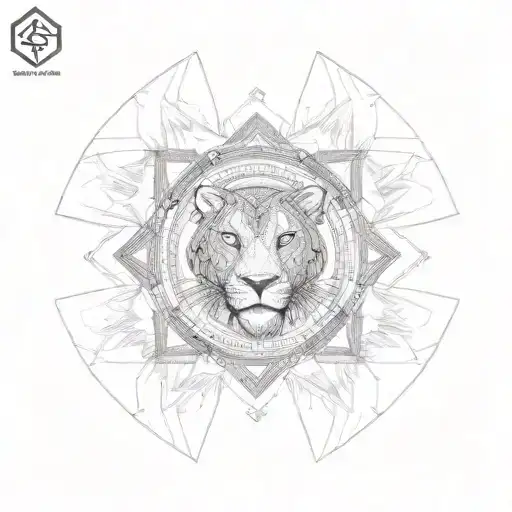 5 elements with leo zodiac sign  tattoo design idea