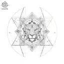 5 elements with leo zodiac sign  tattoo design idea