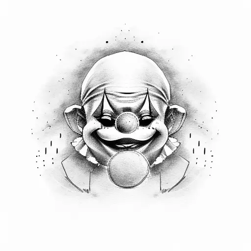 clown hat, simple, black and white tattoo design idea