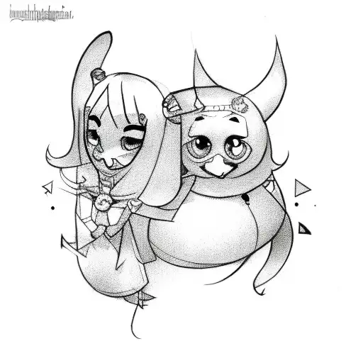 cute happy jester simple line tattoo design idea