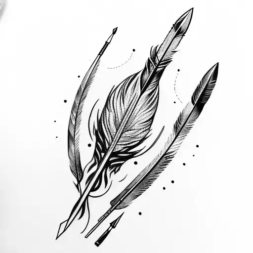 arrow with diamond tip and feather tail tattoo design idea