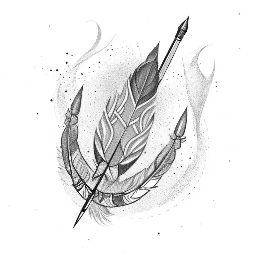 arrow with diamond tip and feather tail tattoo design idea