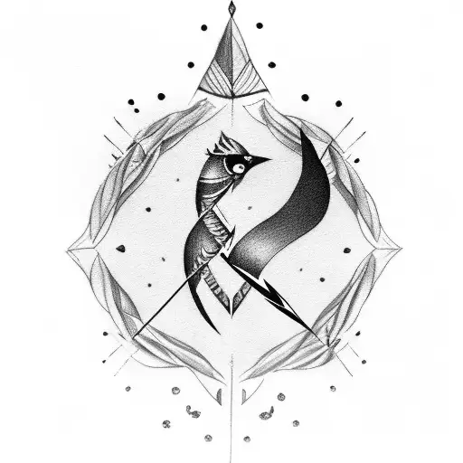 arrow with diamond tip and feathered tail at other end tattoo design idea