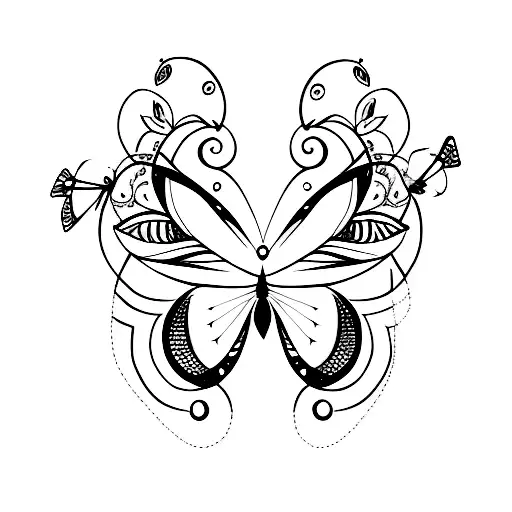 Butterfly and dream catcher  tattoo design idea