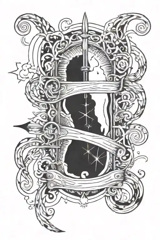 pelian stabbing itself in stomach with electricity coming out tattoo design idea