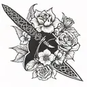 higanbana, dagger and shibari tattoo design idea