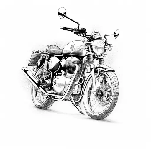 Royal enfield 350 cc with number tattoo design idea
