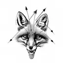 fox holding three arrows in his teeth tattoo design idea