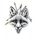fox holding three arrows in his teeth tattoo design idea