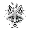 fox holding three arrows in his teeth tattoo design idea